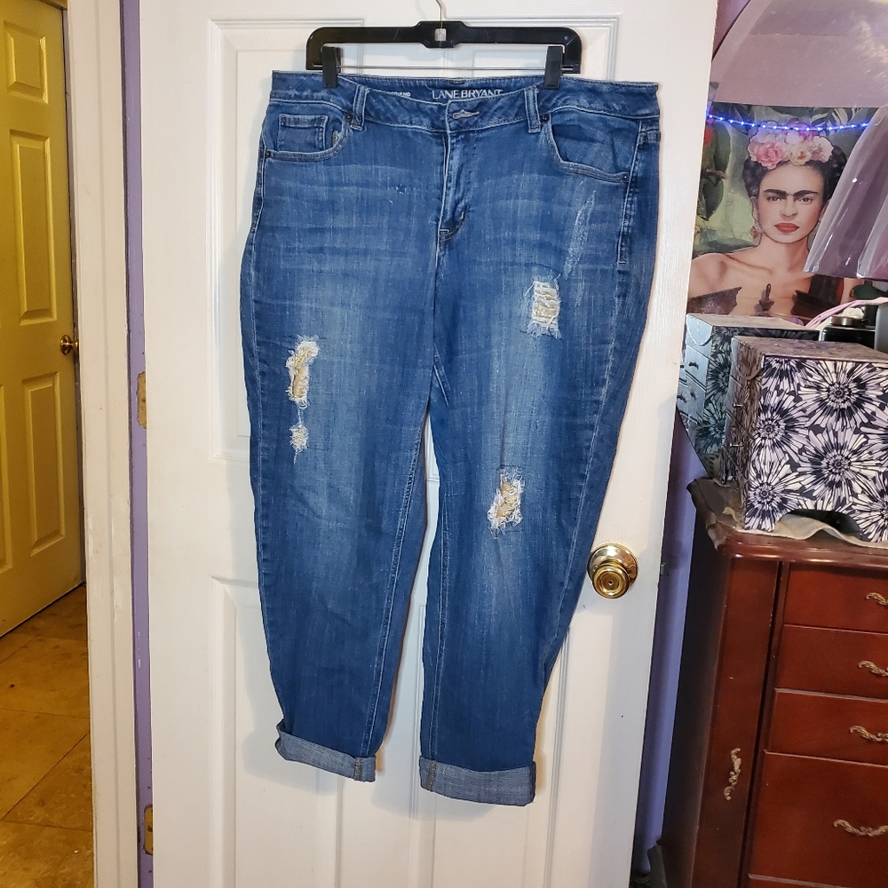 Lane Bryant Distressed Boyfriend Jeans Size 18 (missing button, a…